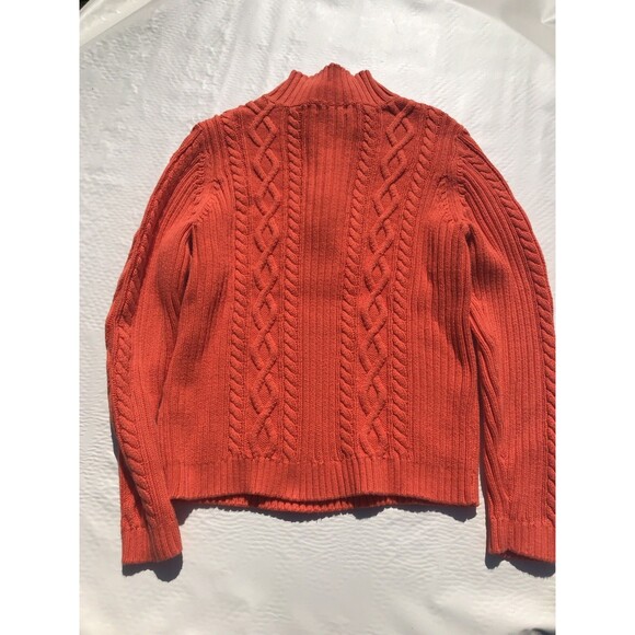 CHAPS Womens Orange 1/4 Zip Cable Knit Size Large - Picture 7 of 9